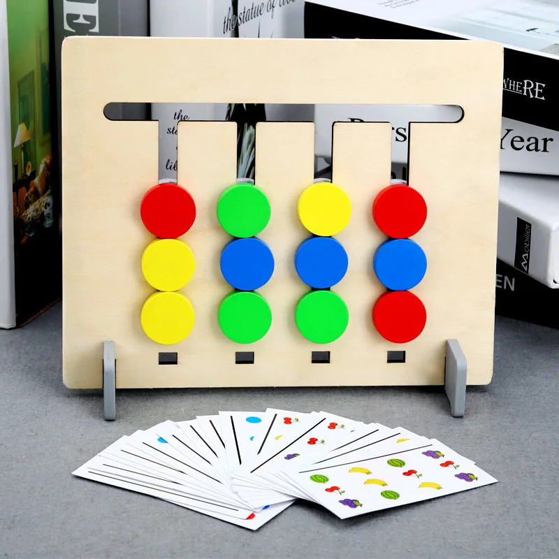 Montessori Toy Double Sided Matching Colors And Fruits Game Logical Reasoning Training Kids Educational Toys Children Wooden Toy