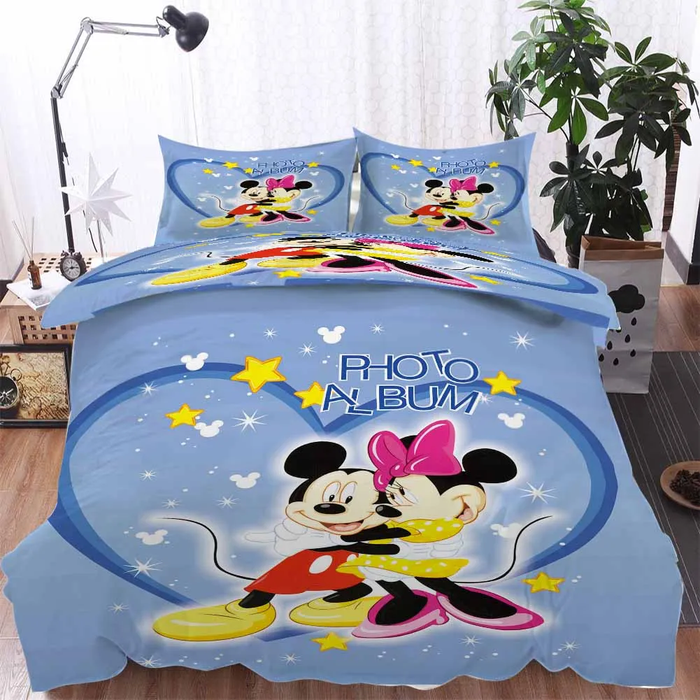 

Heart-shaped mickey lovers Bedding Quilt Cover Duvet Cover Set Pillowcase Microfiber Soft Comforter Bedroom Single Queen King