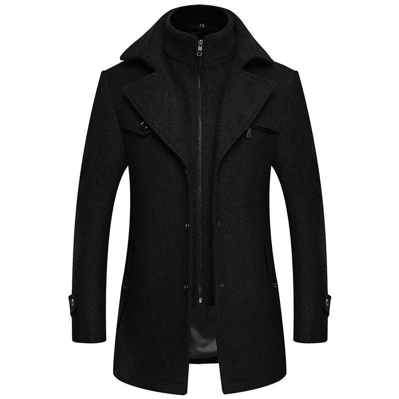 90% OFF 2020 Men Wool clothing Coat Winter Cashmere Jacket Male Casual Windbreaker Long Slim Trench Thick Woolen With Detachable Coat
