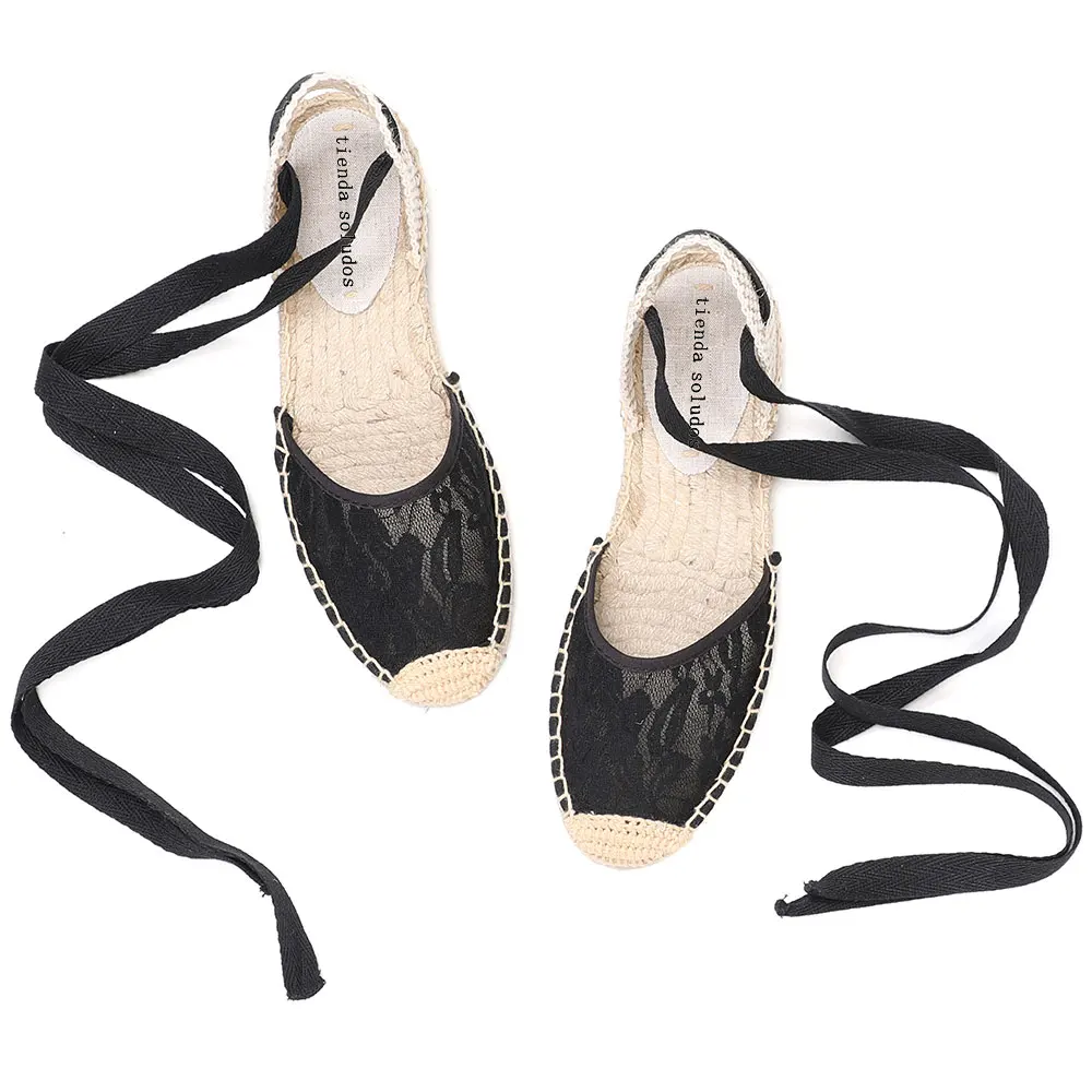 2021 Solid Sandalias Mujer Offer Lace Ankle-wrap Flat With Open