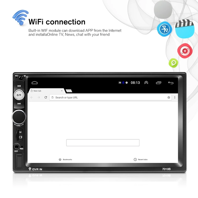 2 Din Car Radio 7 Inch Hd Car Mp5 Multimedia Player Android 8.1 Car Radio Gps Navigation Wifi Bluetooth Player 7010B