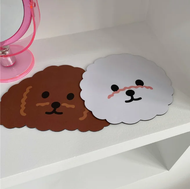 Alfombrilla de ratón con dibujos animados para perro, alfombrilla de ratón de goma de Color Blanco Simple para chica, juego de ordenador