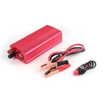 

DC 12V To AC 240V Power Converter Red Dual USB Ports Car Voltage Converter Aluminum Alloy Case Car Charger With Clip