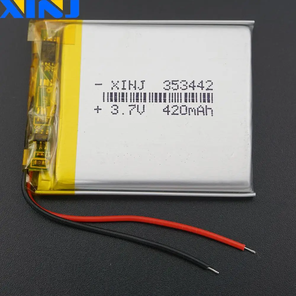

XINJ 3.7V 420mAh Lithium Polymer Battery Li ion li-po cell 353442 For MP3/MP4 E-book driving recorde Telephone watches Tablet PC