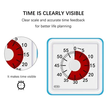 

High Quality 60 Minutes Kitchen Timer Visual Cooking Count Up Countdown Alarm Sleep Stopwatch Time Management Tool