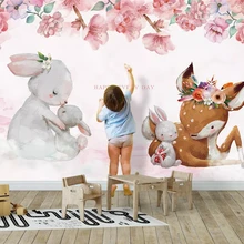 Beibehang papel де parede индивидуальные современная мода обои скандинавские Лось мать ребенок кролик задний план обои домашний декор