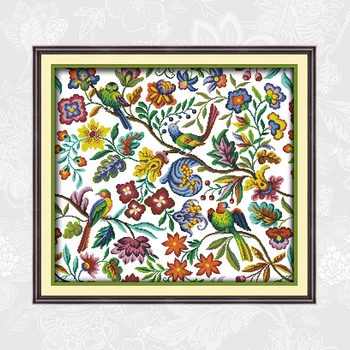 

Joy Sunday Birds and flowers Aida Fabric Cross-stitch Kit DIY Handmade Embroidery Printed On Canvas Cross Stitching Needlework