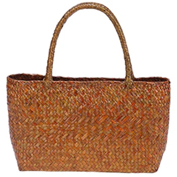 

New Thai Straw Bag Single Shoulder Beach Rattan Package Holiday Handbag Handmade Woven Bag