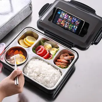 

1200ML 304 Stainless Steel Five Grid Multi-function Canteen Lunch Box With Sealing Ring,Heat Preservation And Leakage Prevention