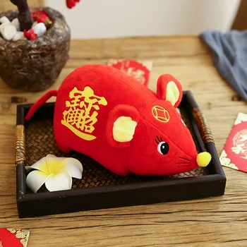 

Cute Cartoon Red Lucky Rat Plush Stuffed Doll 2020 Chinese Luar Tat Year Spring Festival Plush Zodiac Mouse Doll Home Decor Toy