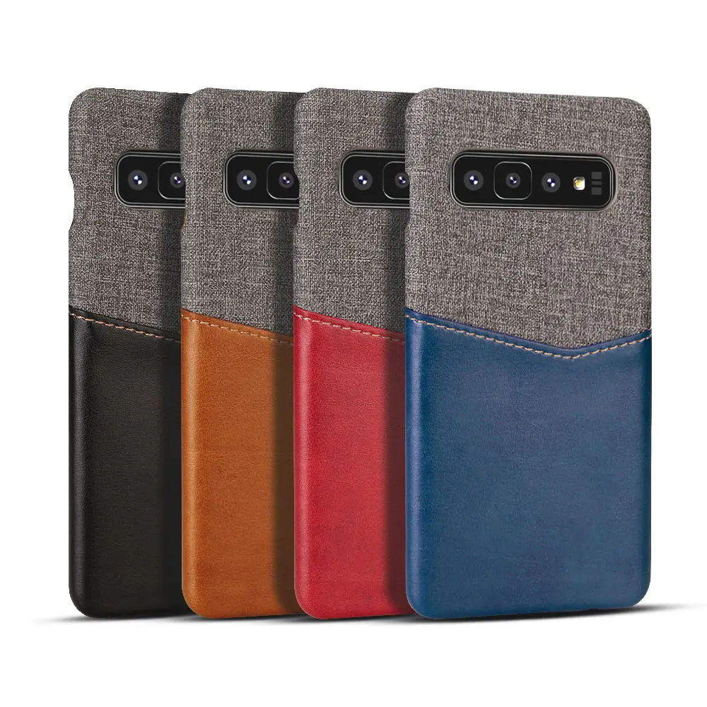 For Samsung Phone Cases PU Leather Fabric Soft Phone Case For Samsung S10 Wallet Card Slot Holder Phone Bag Canva Back Cover