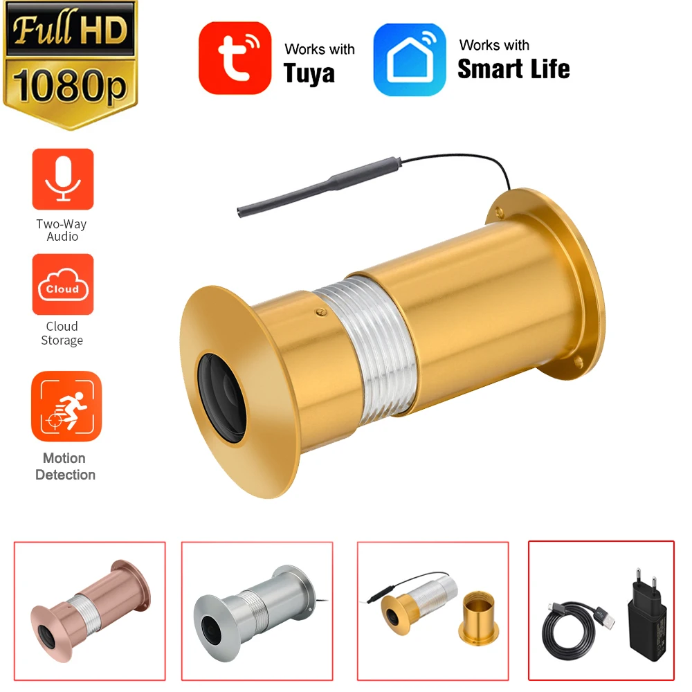 HD 1080P Wifi Tuya Door Eye Hole Peephole Camera Wide Angle Mini