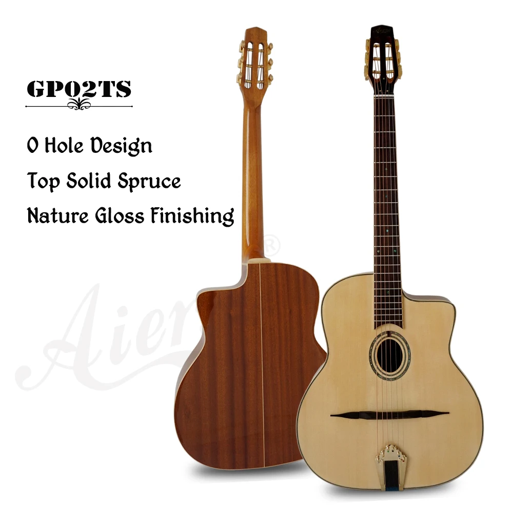 Aiersi brand professional Handmade Selmer Style Acoustic Gypsy Jazz Guitar With free case and strap |