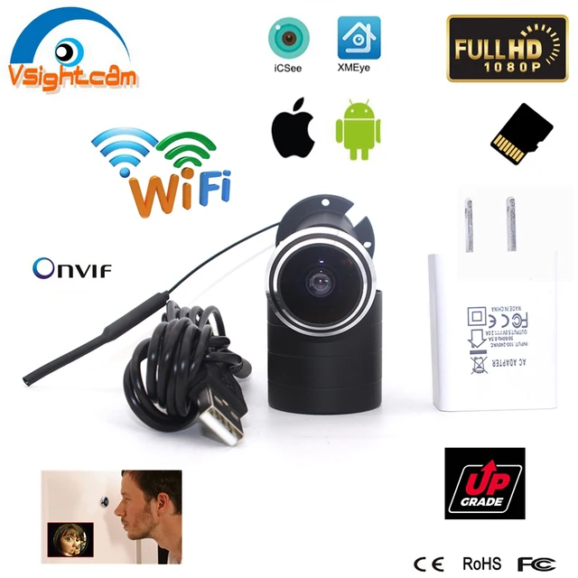 $US $8.00 Security 1080P WIFI Camera Door Eye Hole Wireless Camera Surveillance 1.78mm Fisheye Wide Angle Lens TF Card Slot P2P Onvif RTSP