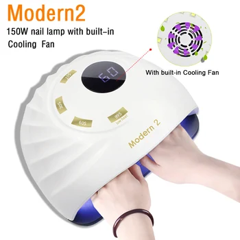 

2020 150W Nail Dryer With Fan LED UV Nail Lamp Polish Gel ICE Light 45LEDs 10/30/60/99s Smart timing for Nail Manicure Machine