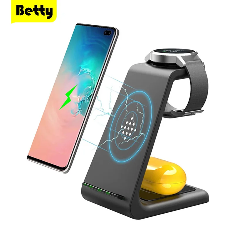 Betty 15W Fast Wireless Charger Station Charging For phone Stand Adapter Samsung Watch Galaxy Buds induction Wireless Chargers