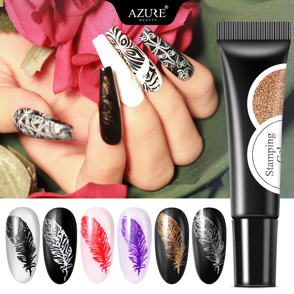 

Azure Beauty 6Pcs/Lot Stamping Nail Gel Polish Nail Art Set Soak Off Stamping Painting Led Gel Lacquer Soak Off Nail Polish Set