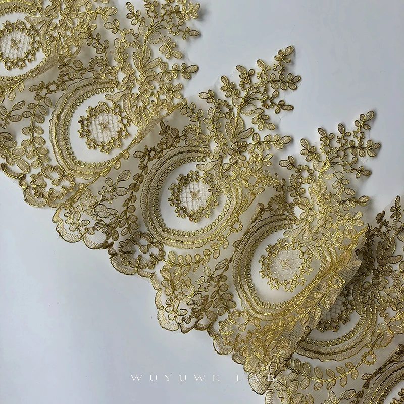 Lace Fabric Gold Embroidery Mesh Lace Trim 1Yard