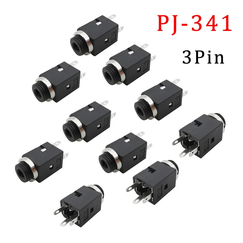 10 шт./лот PJ-341 3 5 мм разъем для наушников PJ341 3-контактный вертикальный прямой