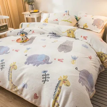 

1pc baby soft blanket cartoon animal zoo giraffes flamingo coral velvet bed sheet kids infant blanket plush toy gift