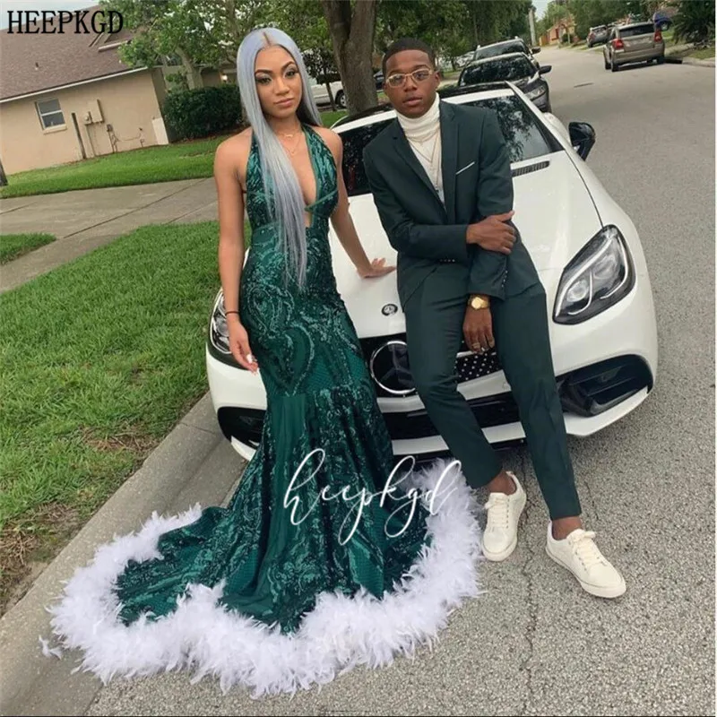 Charming Green Sequins Mermaid Prom 