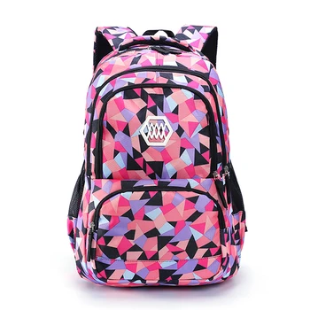 

school bags backpack nylon zipper geometric patterns large capacity children's backpack school bag for teens 3 sizes multicolour
