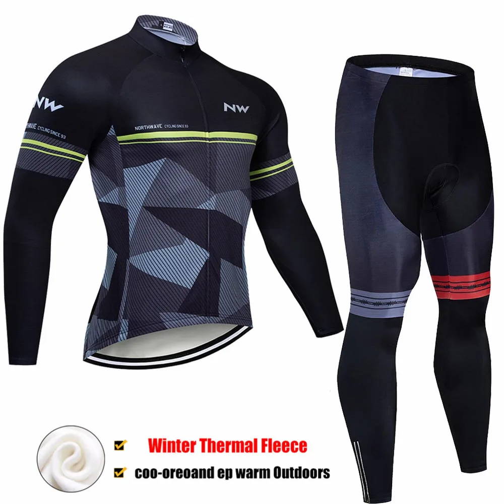 Pro Team NW Велоспорт Джерси 9D Bib набор MTB Форма велосипед одежда мужская зимняя теплая флисовая велосипедная Одежда для велоспорта - Цвет: 6