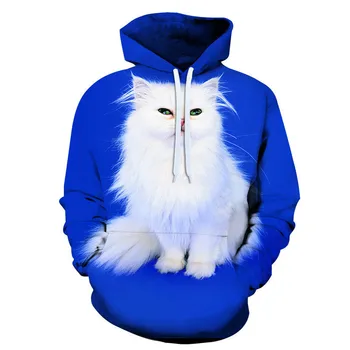 

Autumn Hot Cute Cat 3D Pure White Hoodies Men Women Novelity Design Hoodie Sweatshirt Casual Pullover Harajuku Hooded Jacket Men