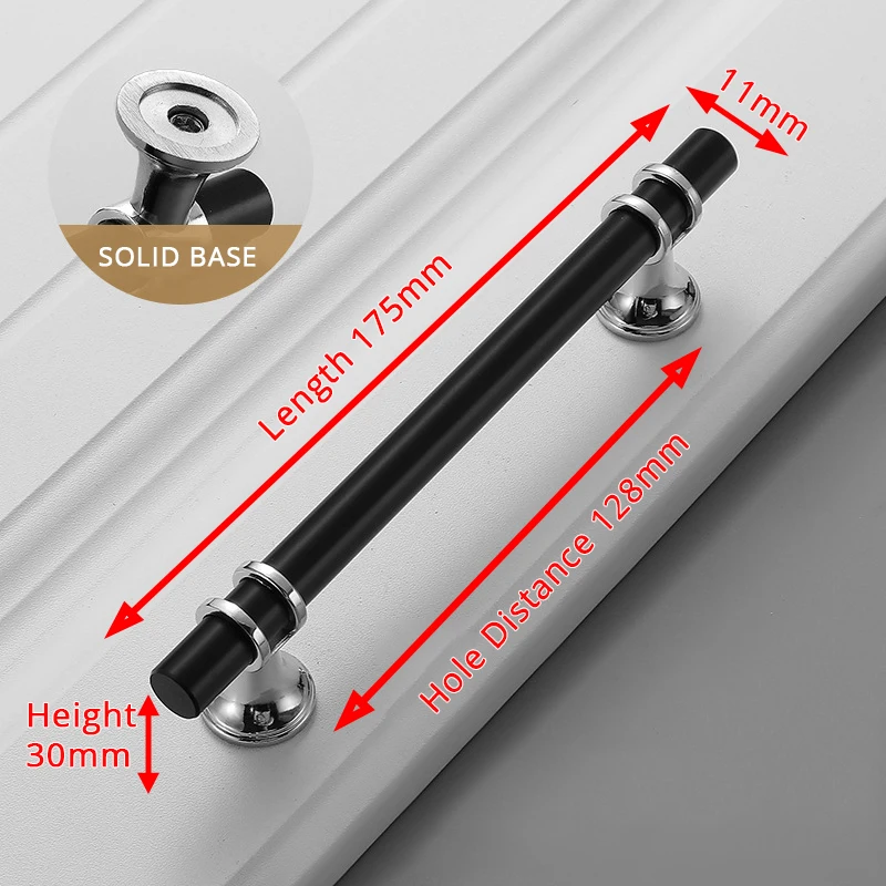 Silver 128mm KAK, нажимные дверные ручки из цинкового сплава черного и золотого цвета, Мебельная ручка, модные ручки для кухонного шкафа, твердые ручки для ящиков, дверная фурнитура - Цвет: Silver 128mm