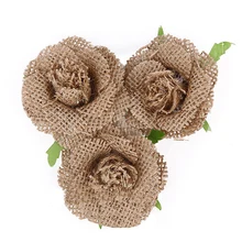 6 шт. имитация зеленого листа букет из мешковины искусственное свадебное украшение розы DIY подарок на день Святого Валентина поддельные цветы Флорес