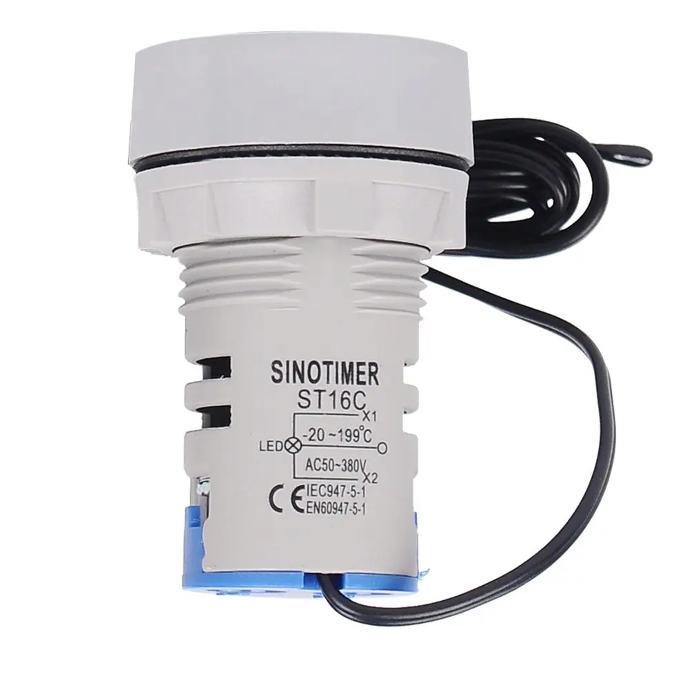 ST16C 22mm Round LED Digital Display Thermometer Temperature Meter Tester Indicator Signal Light-20-120 Celsius