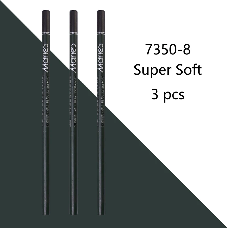 3 pcs 7350 Easy Cutting Handel Charcoal Pencil Soft/Super Soft / Neutral Stationery School Art Supplies Pencils for Students - Цвет: 3 pcs Super Soft