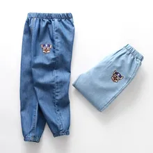 Летние противомоскитные штаны для детей ковбойские длинные штаны тонкие однотонные воздухопроницаемые штаны для мальчиков летняя дышащая одежда для малышей