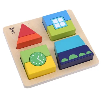 

DIY Clock Tower Kids Colorful Cognition Board Wooden Jigsaw Puzzle Toys Baby Children Montessori Educational Toy new