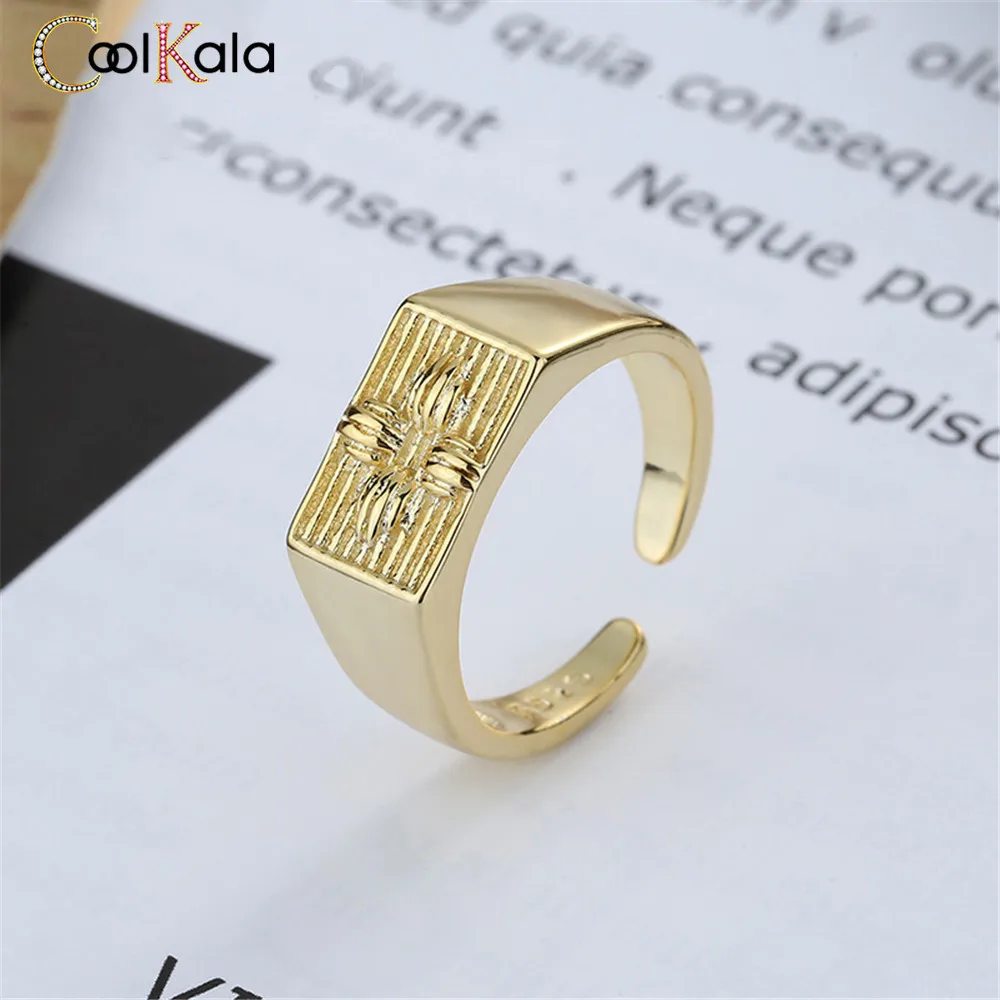 Coolkala S925 Sterling Silver Opening Fashion Square Cross Embossed Finger Ring | Украшения и аксессуары