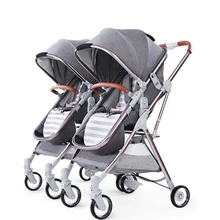 Съемная коляска для малышей-близнецов, роскошная двойная коляска для близнецов, карета с высоким пейзажем, реверсивная, горячая прогулочная коляска, детская тележка