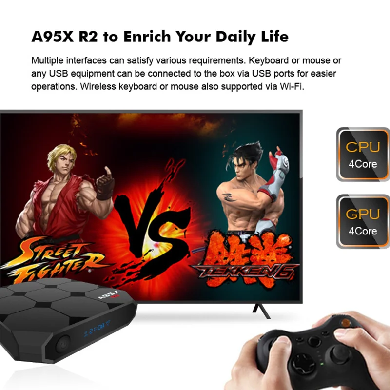 Глобальный A95X R2 дистанционного Управление ТВ коробка 4K приставка Android 7 1 со
