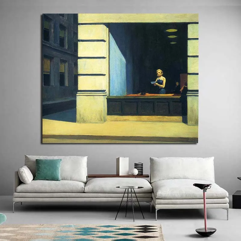 

Edwardor Hopper Office Canvas Painting Print Living Room Home Decor Modern Wall Art Oil Painting Poster Salon Pictures Framework