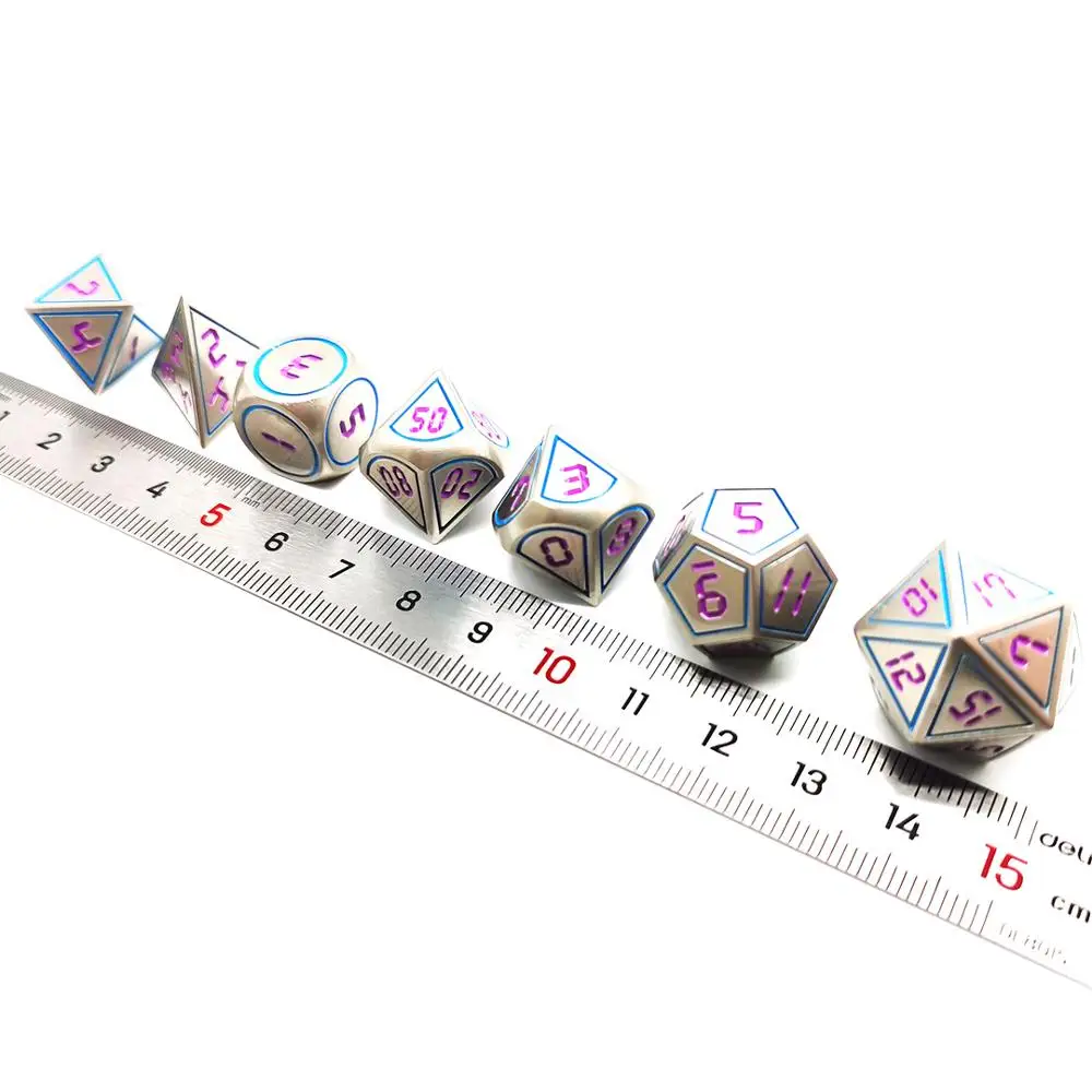 Набор из 7 металлических игральные кости DnD набор Dados Dobbelstene D20 многогранные