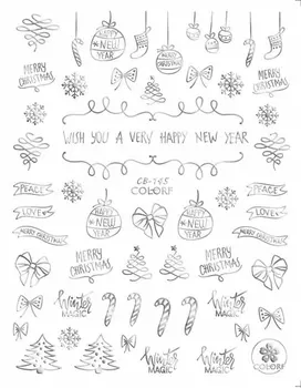 

3D christmas Nail Sticker Decals Flowers Black Dream Catcher Feather Watermark Slider Tattoo Tips Manicure Decor