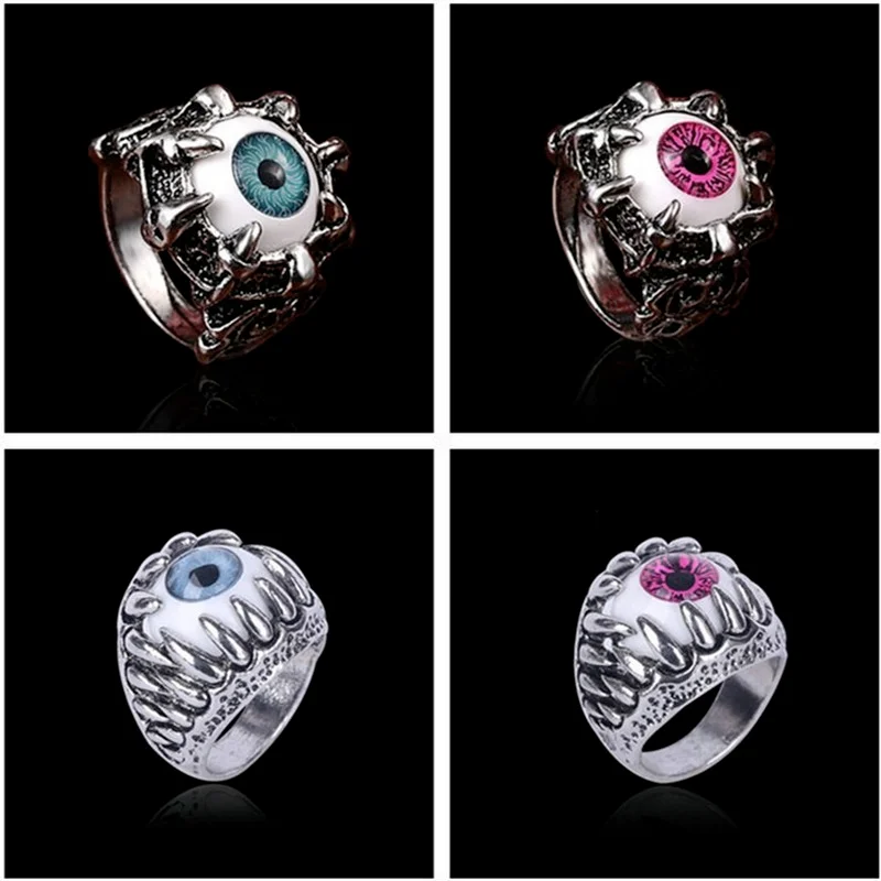 Men's Vintage Dragon Claw Evil Eye Ring Fashion Devil Eyeball Party Stainless Steel Rings Men Jewelry Anime Skull Hip Hop Hallow |