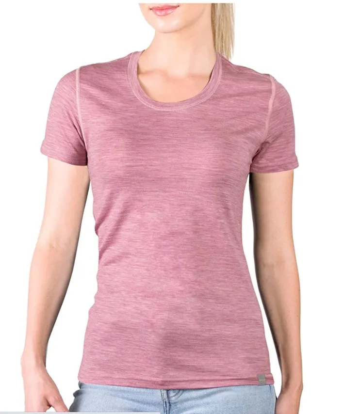 Womens Merino Wool Short Sleeve T Shirt Base Layer 100% Merino Wool Women's Base Layer Short Sleeve T-Shirt USA USA Size S-XXL