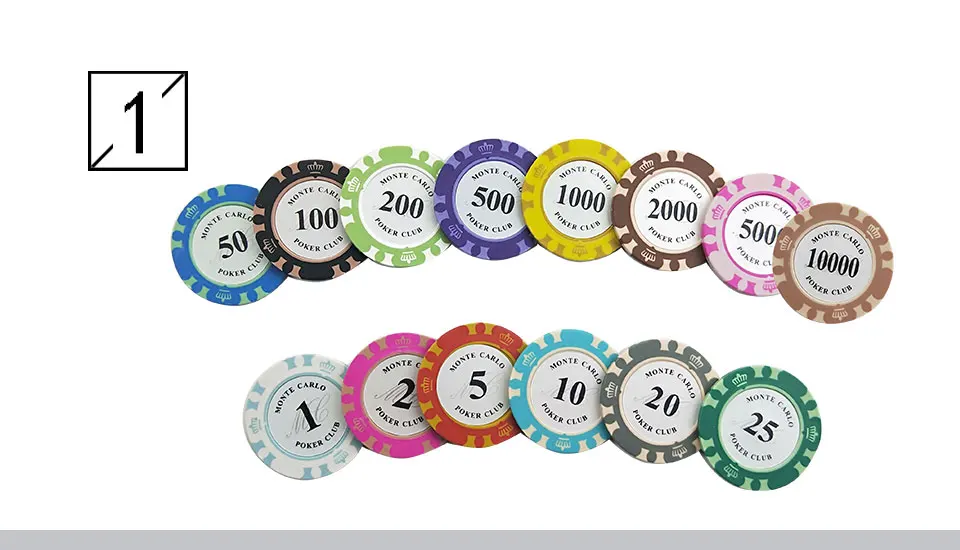 Yernea 25PCSSet Clay Poker Chips Set 14 Colors Face Value Coins Baccarat Texas Hold'em Poker Entertainment Poker Chips (1)