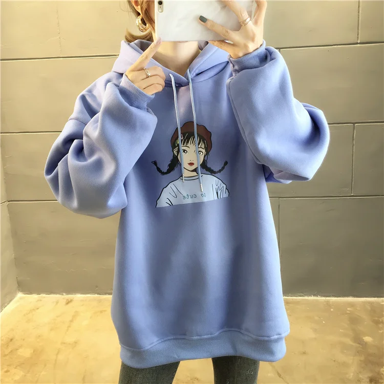 plus size streetwear sudaderas mujer oversized women clothes sweatshirt kawaii velvet thick fleece female hoodies F1146