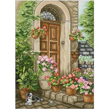 

Summer flower porch patterns Counted Cross Stitch 11CT 14CT 18CT DIY Chinese Cross Stitch Kits Embroidery Needlework Sets