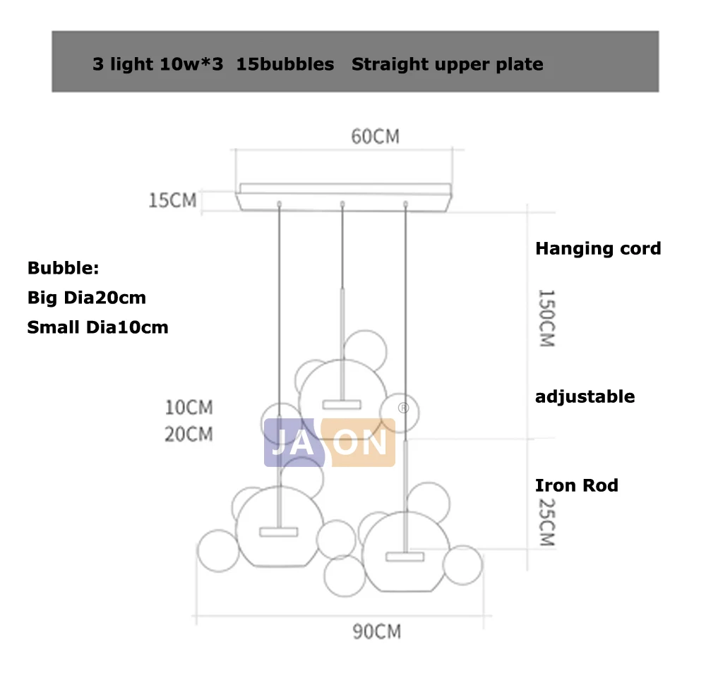 LED Постмодерн Нордик Железные Стеклянные пузыри дизайнерские Люстра. люстры светодиодный свет светодиодный светильник для столовой фойе - Цвет абажура: s size 3light 14ball