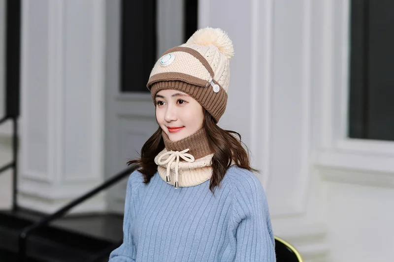 Hat female winter Heating mask neck cap Thickened ear protector knitted cap Korean version riding cap for women/men