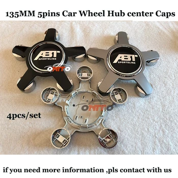 

For VW Passat B6 B7 CC Golf Jetta MK5 MK6 Tiguan 135MM 5PINS Clips Car Wheel hub center caps ABT Logo Auto emblem badge