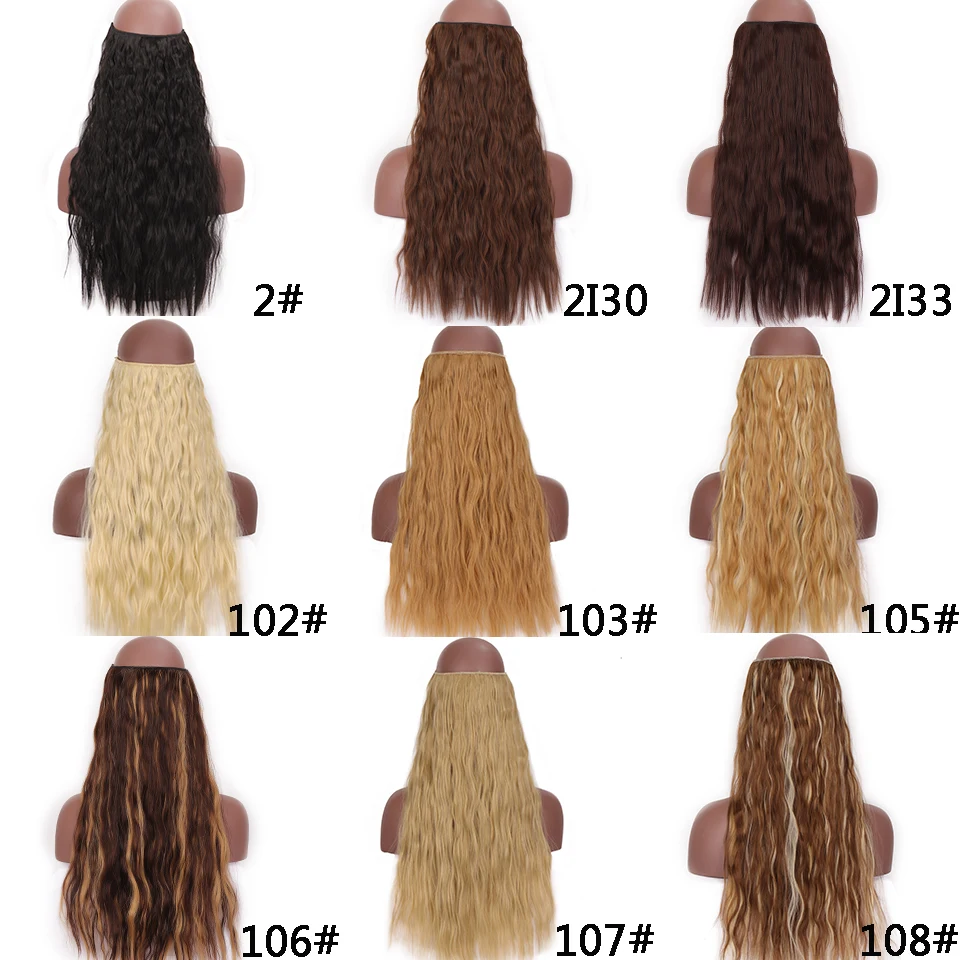 Lupu Synthetic 24 Inch Fishing Line Hair Extension Lady No Hair Extension Clip Straight Hair Roll Invisible Natural Wave Hair