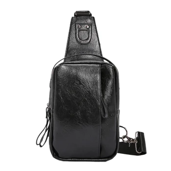 

Men's PU Leather Chest Bag Casual Fashion Men's Bag Shoulder Bag Waist Bag Sports Shoulder Pouch